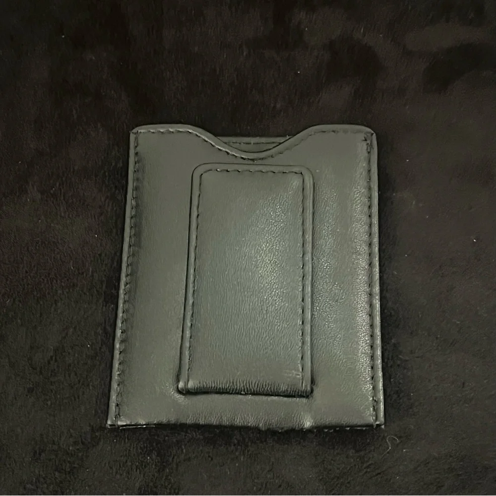Vintage Buxton Black Credit Card Wallet Money Clip Genuine Leather